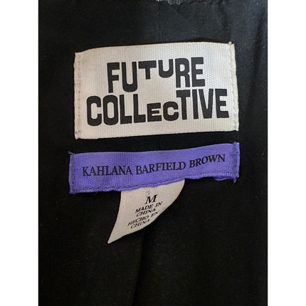 Future Collective x Kahlana Barfield Brown Faux Leather Blazer Coat Jacket Sz M