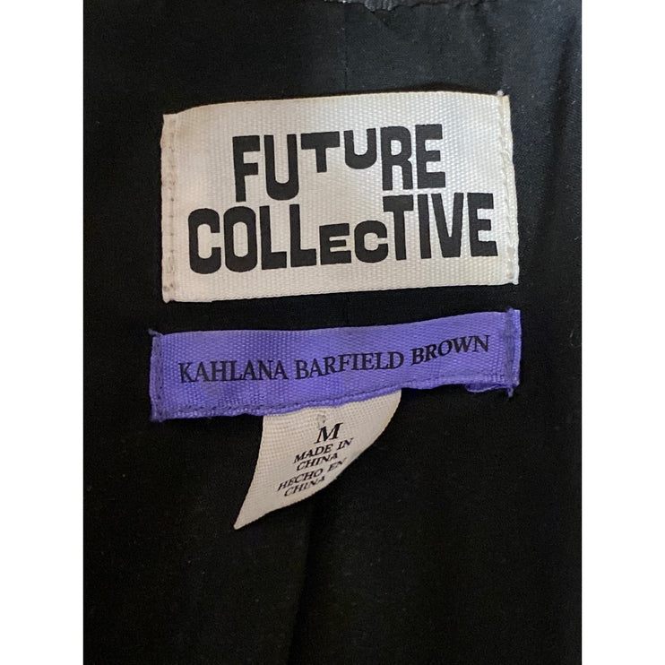 Future Collective x Kahlana Barfield Brown Faux Leather Blazer Coat Jacket Sz M