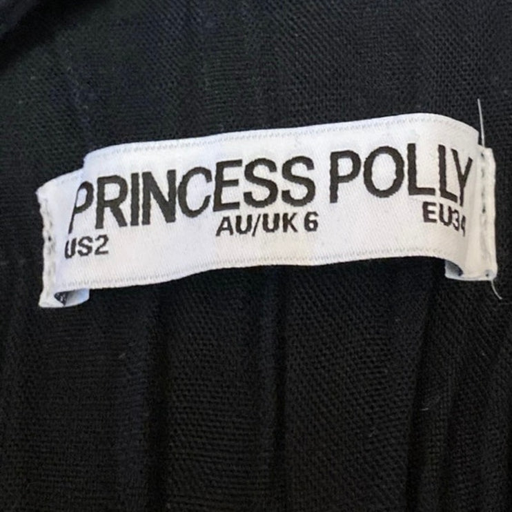 Princess Polly Women's Black Pull On Smocked High Waisted Mini Shorts Size 2