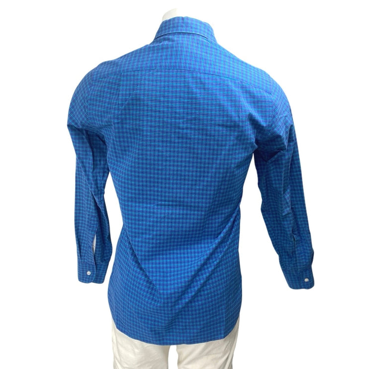 J.Crew Mens Blue Green Plaid Check Long Sleeve Button Up Dress Shirt Top Size XS