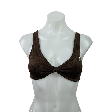 Gymshark Adapt Animal X Whitney Seamless Twist Front Brown Sports Bra Size S