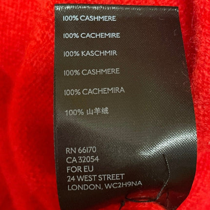 Anthropologie 100% Cashmere Red Long Sleeves V-neck Pullover Sweater Top Size S