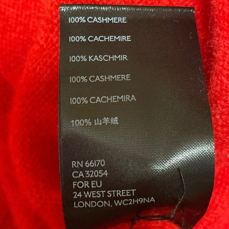 Anthropologie 100% Cashmere Red Long Sleeves V-neck Pullover Sweater Top Size S