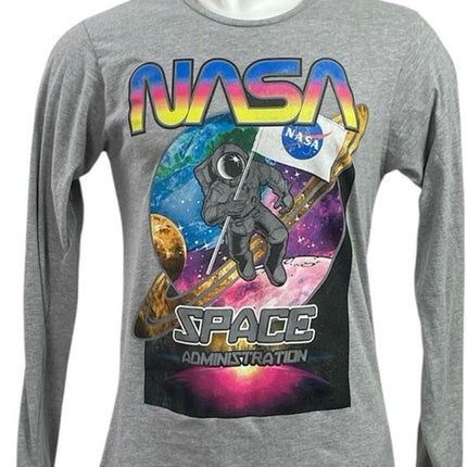 Akademiks Men's NASA Space Admin Gray Graphic Long Sleeve T Shirt Tee Top Size M