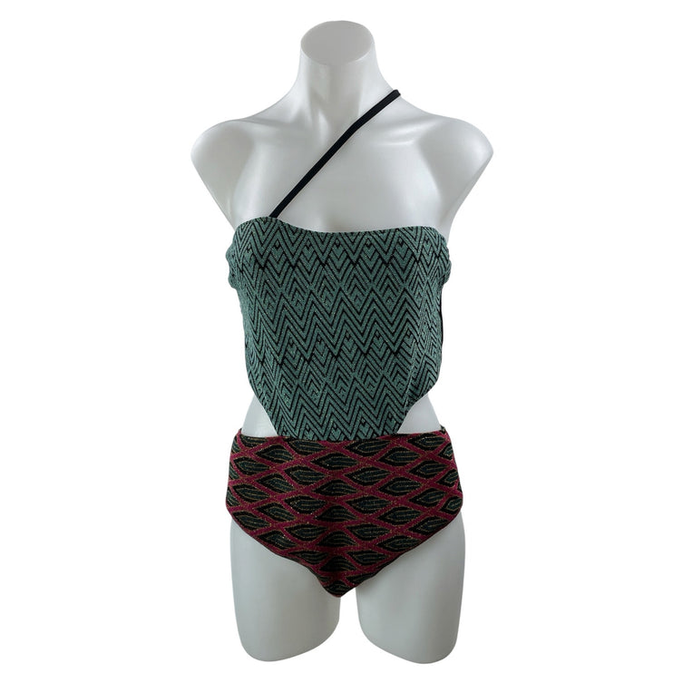 Circus Hotel Green Maroon Chevron 2 Piece Swimsuit Bottoms Sets Swimwear Size 44