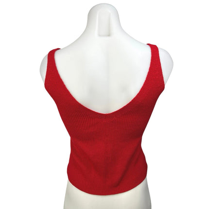 Brandy Melville Red Knitted Scoop Neck Sleeveless Pullover Sweater Tank Top Sz S