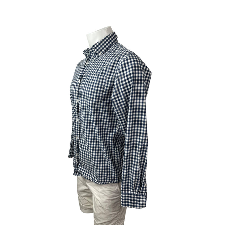 Chor Clothing Co Men's Blue Gingham Check Long Sleeve Button Down Shirt Top M