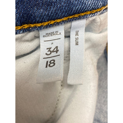 Loft Women's Blue High Rise Slim Baggy Straight Wide Leg Denim Jeans Pants Sz 34