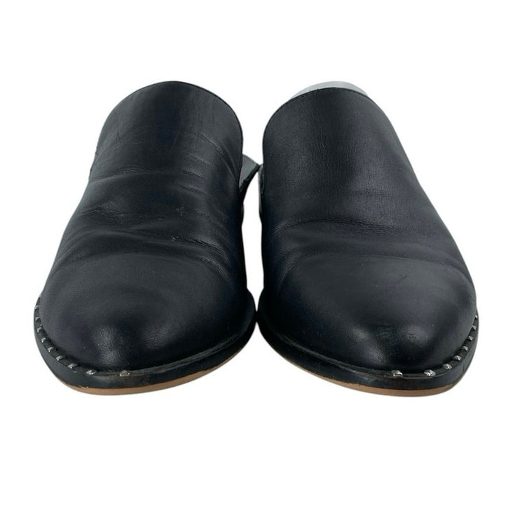 Sam Edelman Lewellyn Black Studded Leather Almond Toe Flats Loafer Mules Size 7