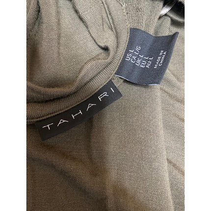 Tahari Women's Olive Green Scoop Neck Long Sleeve Knit T Shirt Tee Top Size L