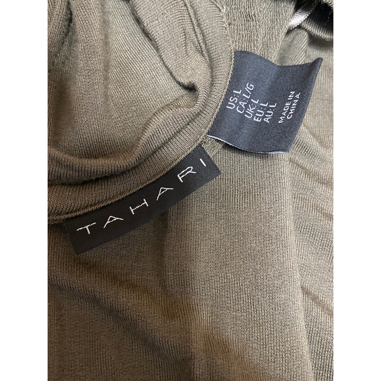 Tahari Women's Olive Green Scoop Neck Long Sleeve Knit T Shirt Tee Top Size L