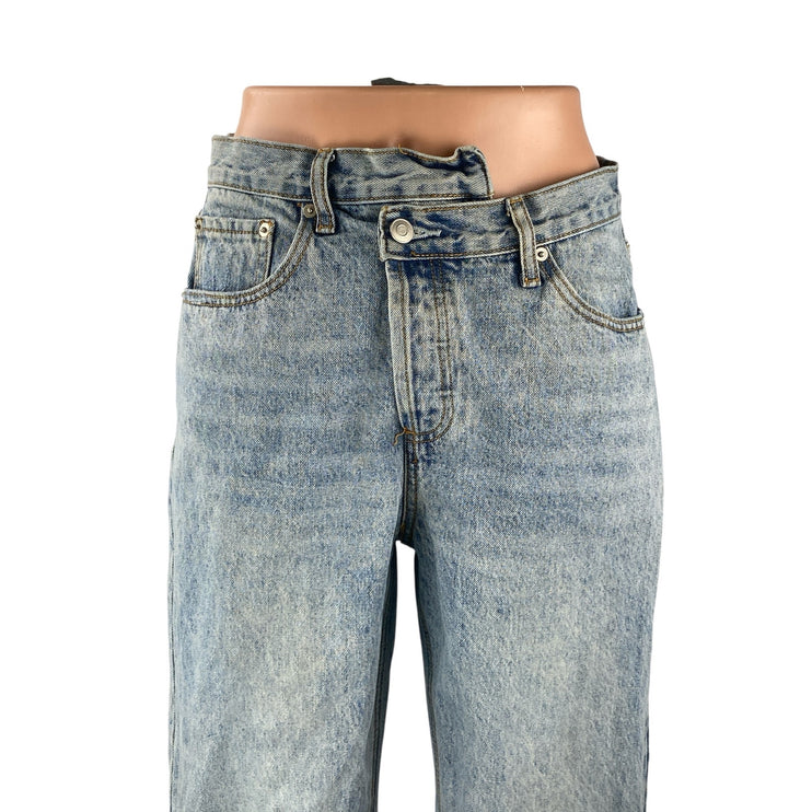 Princess Polly Women's Blue Light Wash Baggy Straight High Rise Denim Jeans sz 4