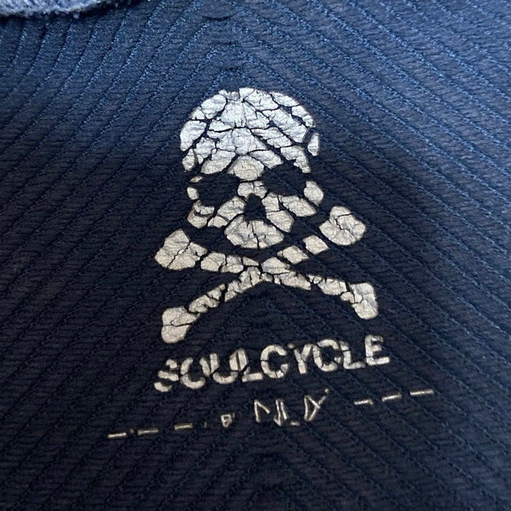 Soulcycle Blue Sleeveless Ribbed Knit High Neck Tank Athletic Crop Top Size M