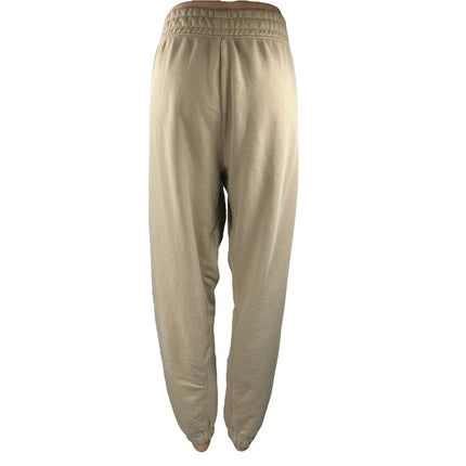 Gymshark Women's Cream Fleece High Waist Tapered Trousers Joggers Sweatpants L