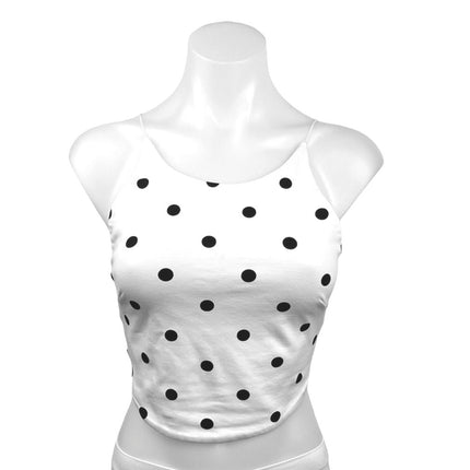 ZARA Women's White Polka Dot Pullover Sleeveless Spaghetti Strap Cami Top Size S