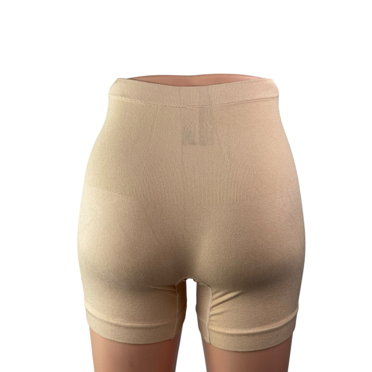 Women's Beige High Rise Waist Trainer Tummy Control Girdle Shapewear Shorts S/M