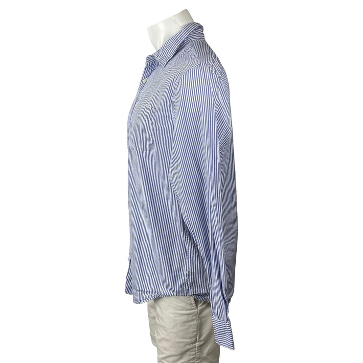 J.Crew Secret Wash Men's Blue Striped Classic Long Sleeve Button Down Shirt L