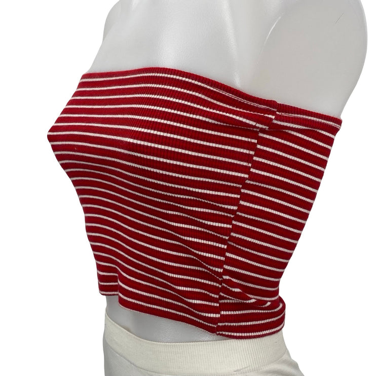 Lot of 2 Brandy Melville Striped Red Multicolor Tube Bandeau Crop Top Size S