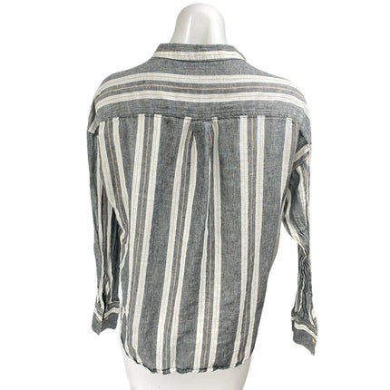 Banana Republic Gray White Striped Long Sleeve Button Front Shirt Top Size S