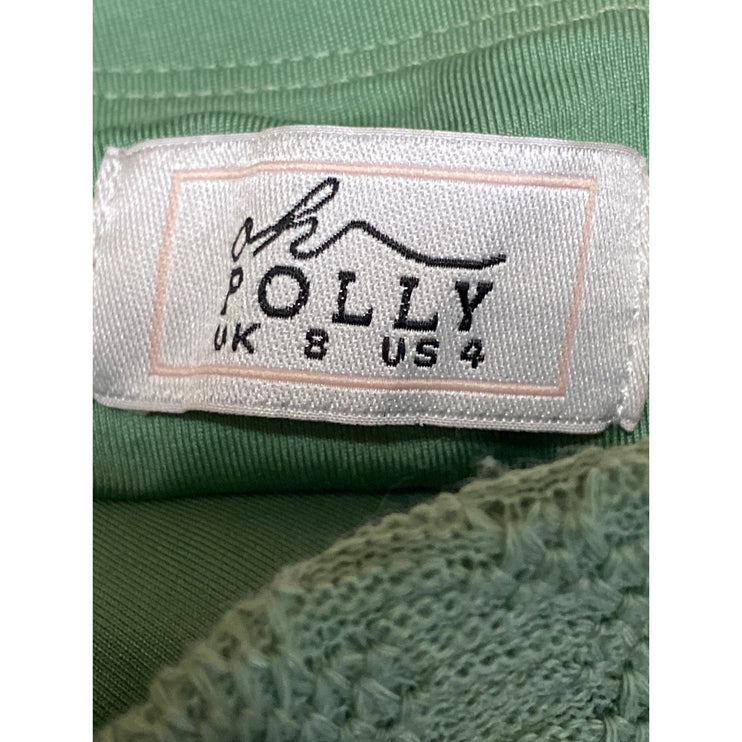 Oh Polly Women's Green High Rise Lace Up Back Flare Bootcut Bell Bottom Pants 4