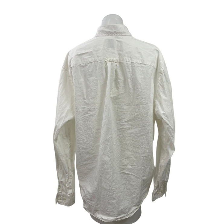 Gap Women's White Cotton Pocket Relaxed Long Sleeve Button Down Shirt Size L