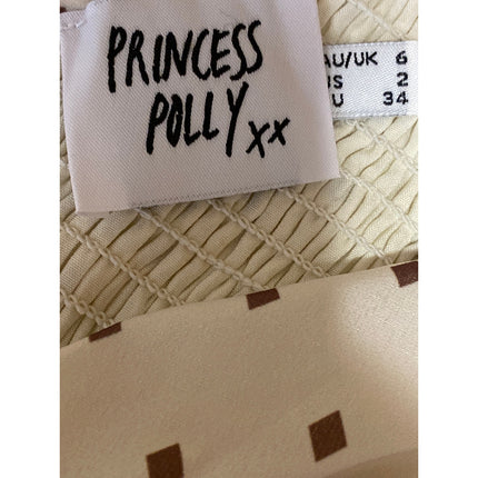 Princess Polly Cream Polka Dot Sleeveless Plunge V Neck Mini A-Line Tank Dress 2