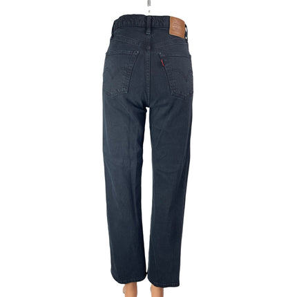 Levi's Women's Black High Rise Loose Fit Ribcage Straight Denim Jeans Pants 25