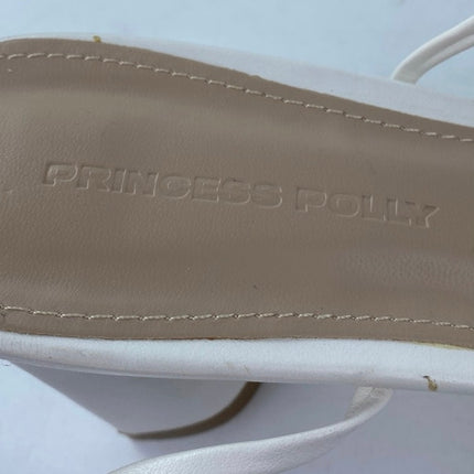 Princess Polly Women's White Lace Up Square Toe Strappy Block Heels Sandals Sz 9