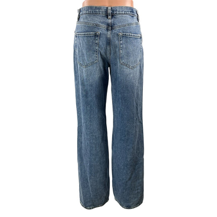 Pacsun Women's Blue High Waisted Distressed Wide Leg Baggy Denim Jeans Pants 25