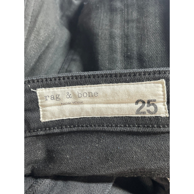 Rag & Bone Women's Black High Waisted Straight Leg Denim Jeans Pants Size 25