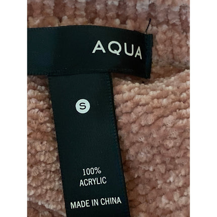 Aqua Women's Pink Tan Chenille Knit Crewneck Long Sleeve Crop Sweater Top Size S