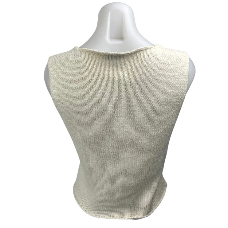 Rumored Cream Sleeveless V Neck Knit Cardigan Sweater Vest Tank Top Size M