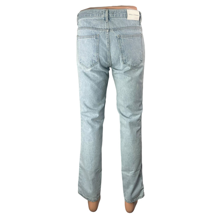 Triple J Men's Light Wash Blue Mid Rise Slim Fit Straight Denim Jeans Pants Sz S