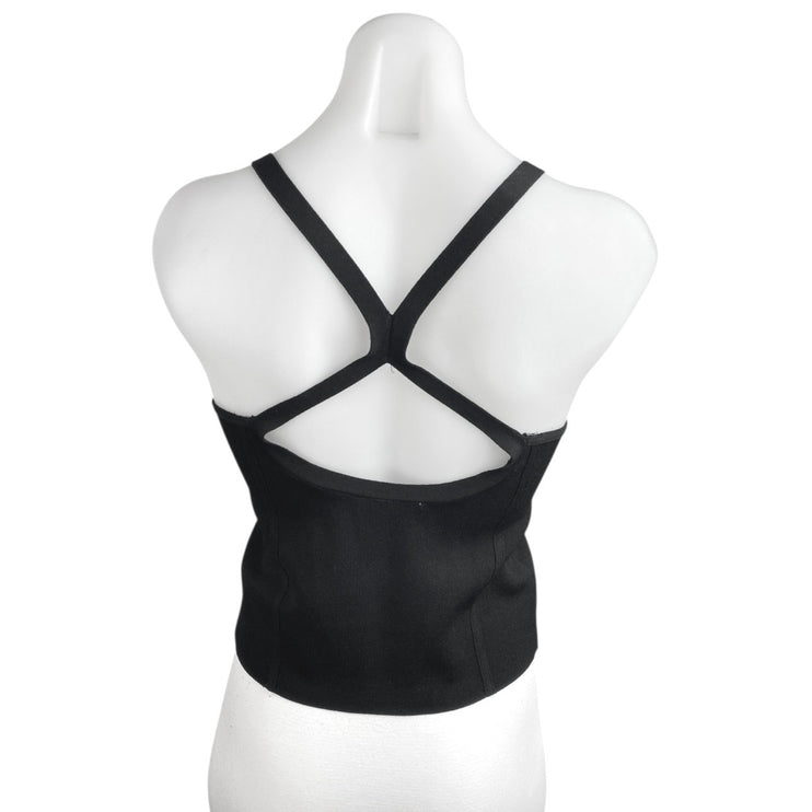 Zara Black Sleeveless Scoop Neck Cross Back Corset Bustier Cami Tank Top Size S