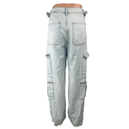WeWoreWhat Light Blue High Rise Baggy Utility Trouser Cargo Denim Jeans Pants 30