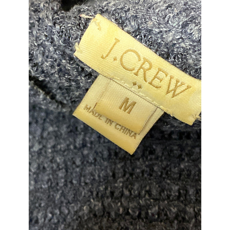 J.Crew Women's Navy Blue Linen Long Sleeve Knit Round Neck Sweater Top Size M
