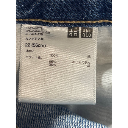Uniqlo Women's Blue High Waisted Medium Wash Wide Straight Denim Jeans Size 22