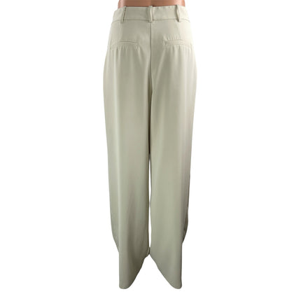 French Connection Women White Ivory Pleated High Rise Wide Leg Trousers Pants 28