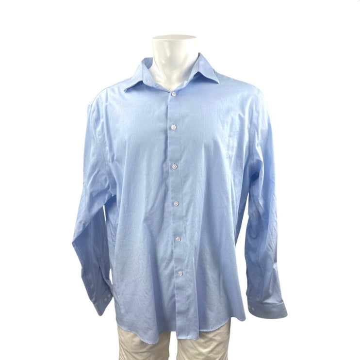 Michael Kors Men's Blue Long Sleeve Button Down Stretch Dress Shirt Top Size XXL