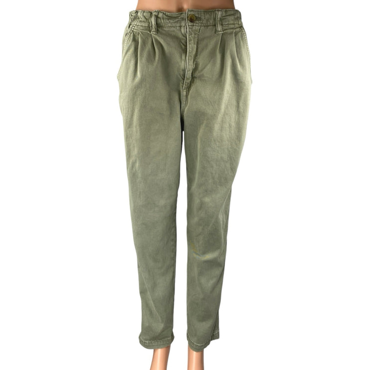 American Eagle Women's Green High Waist Straight Tapered Leg Trousers Pants Sz 6