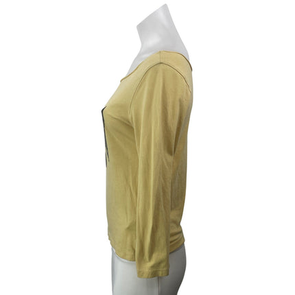 Reformation Devon Lee Carlson Lizzie Yellow 3/4 Sleeve Graphic Tee T-shirt Top S