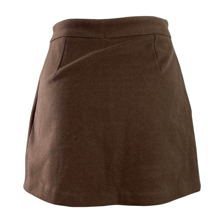 Bongbly Women's Dark Brown High Rise Slit Zip Mini Skirt Skort Shorts Size S