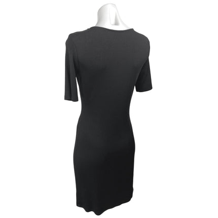 MNG Mango Women's Black Rib Knit Scoop Neck Short Sleeve Mini Bodycon Dress Sz 8