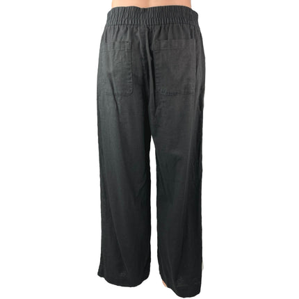 Old Navy Women's Black Linen High Rise Pull On Wide Leg Casual Pants Size S