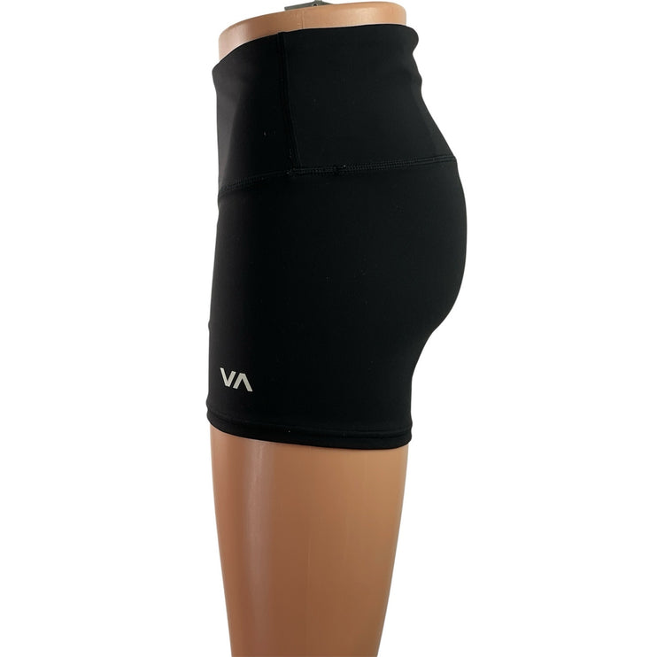 RVCA Womens Black Mid Rise Workout Athletic Activewear Running Biker Shorts S