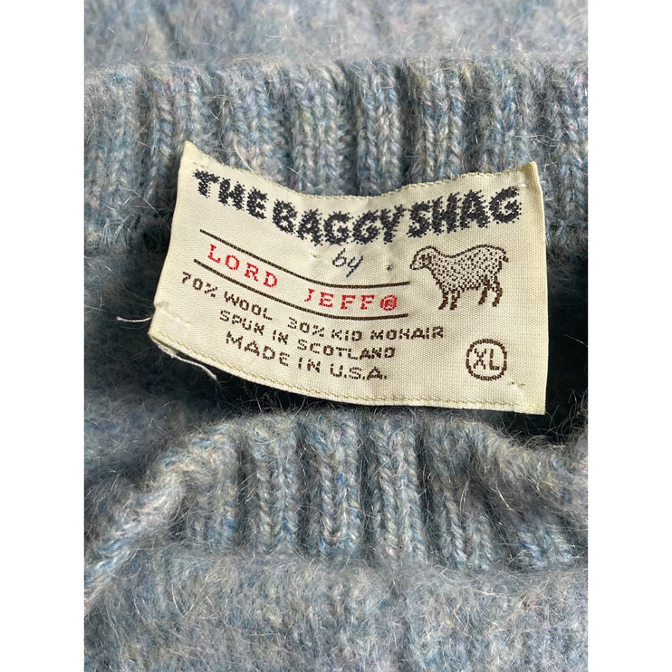 The Baggy Shag by Lord Jeff Blue Wool Long Sleeve Mock Neck Sweater Top Size XL