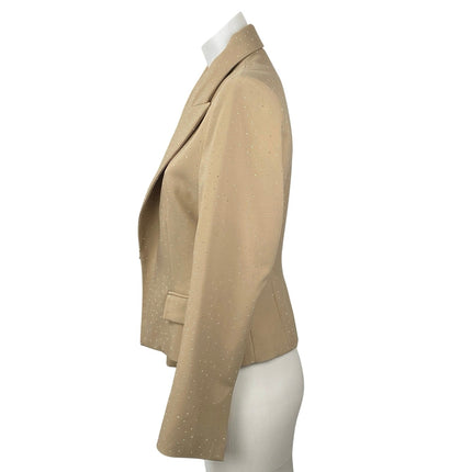 Zara Women's Tan Khaki Long Sleeve Peak Lapel Blazer Coat Suit Jacket Size M