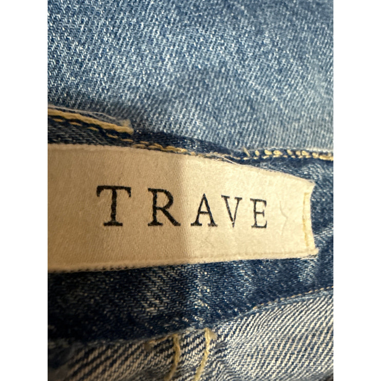 Trave Women's Blue High Waisted Distressed Straight Leg Denim Jeans Size 25