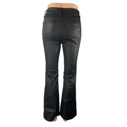 Hidden Women's Black Coated High Rise Skinny Flared Bootcut Trouser Pants Sz 25