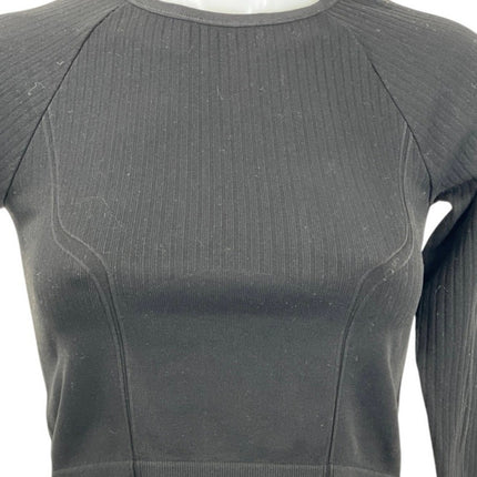 H&M Move Womens Black Seamless Long Sleeve Yoga Workout Athletic Crop Top Size S